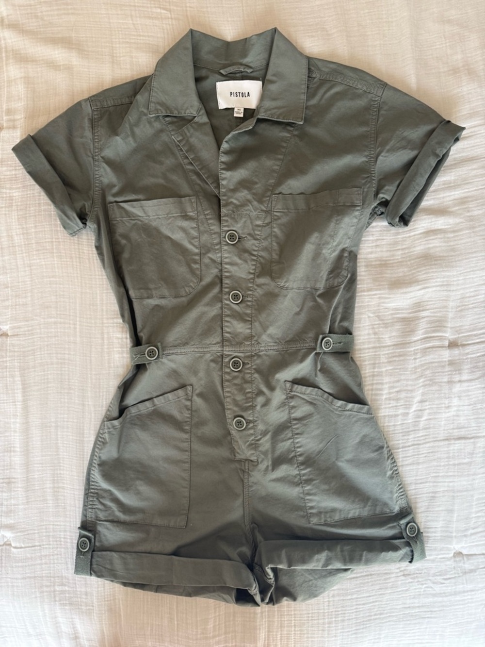 pistola Olive Short-Sleeve Utility Romper